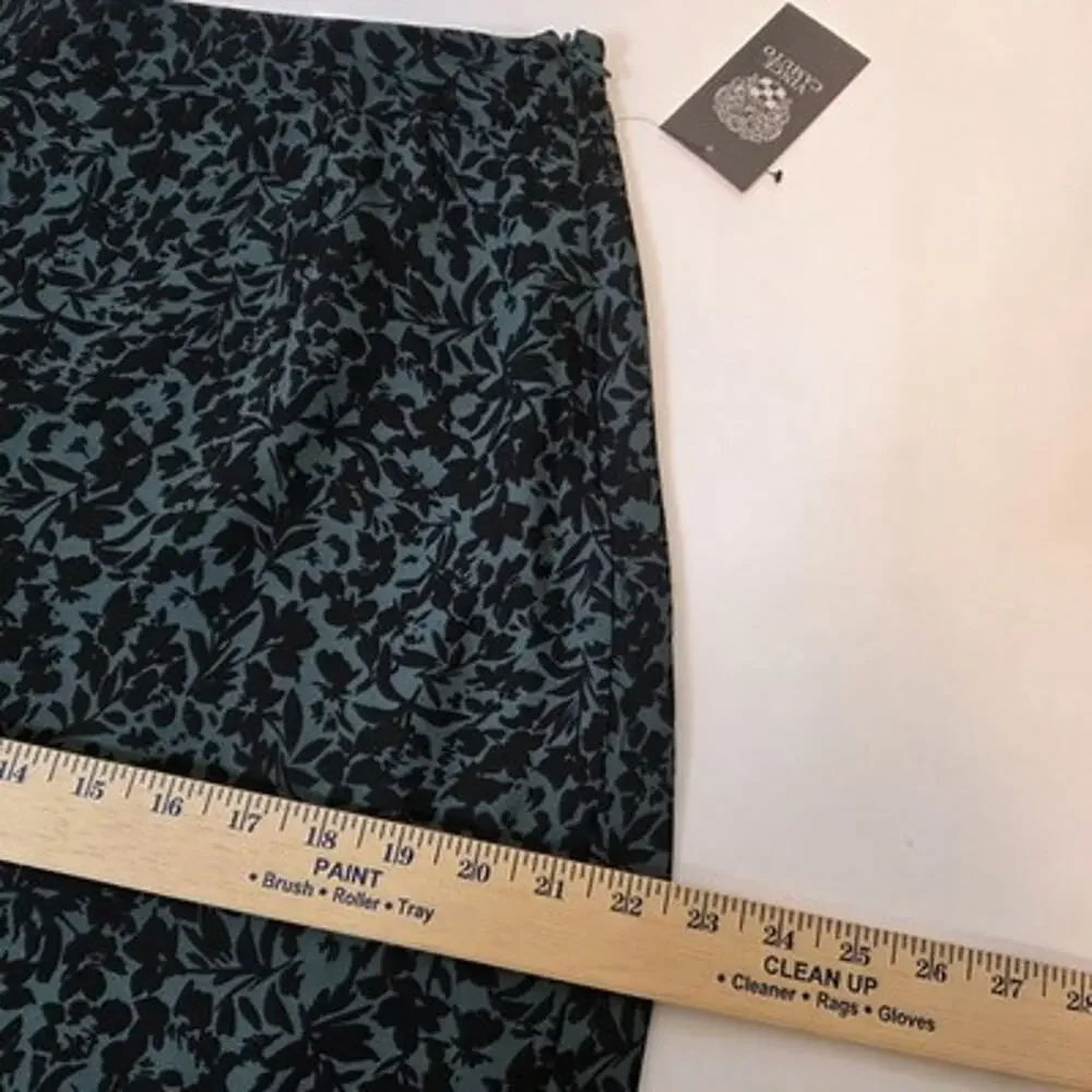Vince Camuto Womens SZ 14 Green Black Floral Pencil Skirt Orange Trim Lined NWT